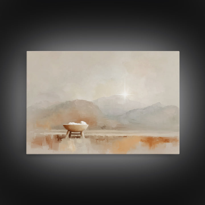 Holy Dawn Cradle, Framed Canvas Print, Christian Wall Art, Christian Art Canvas, Christmas Art, Christian Christmas Art, Christian Gift Ide