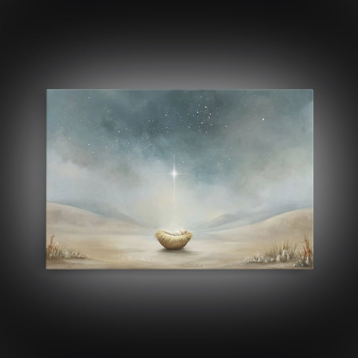 Infant Under Heaven | Framed Canvas Print | Christian Wall Art | Christian Art Canvas | Jesus Christmas Art | Christmas Art | Christian Chr