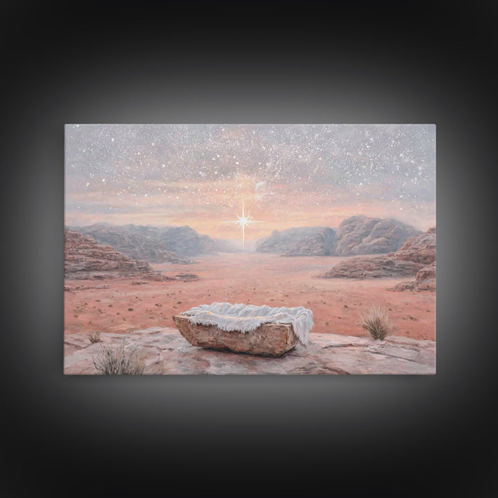 Nativity Sky Wonder, Framed Canvas Print, Christian Wall Art, Christian Art Canvas, Christmas Art, Jesus Christmas Art, Christian Christmas
