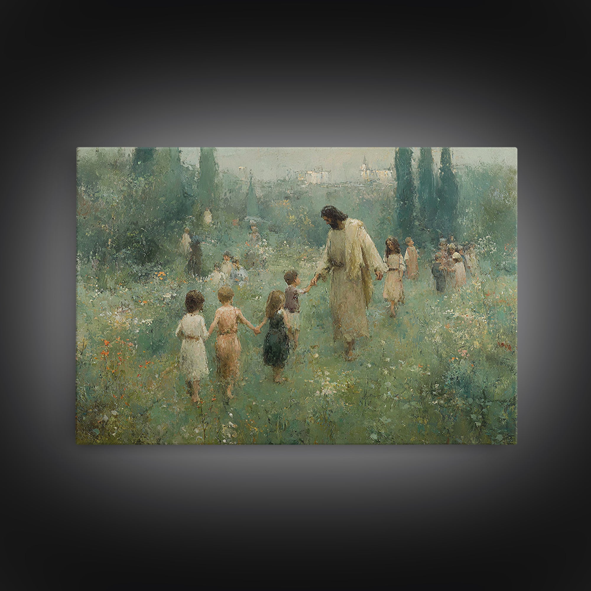 Manger In The Mist – Framed Canvas Print – Christian Wall Art – Christian Art Canvas – Christmas Art – Moody Christmas Art – Jesus Christma