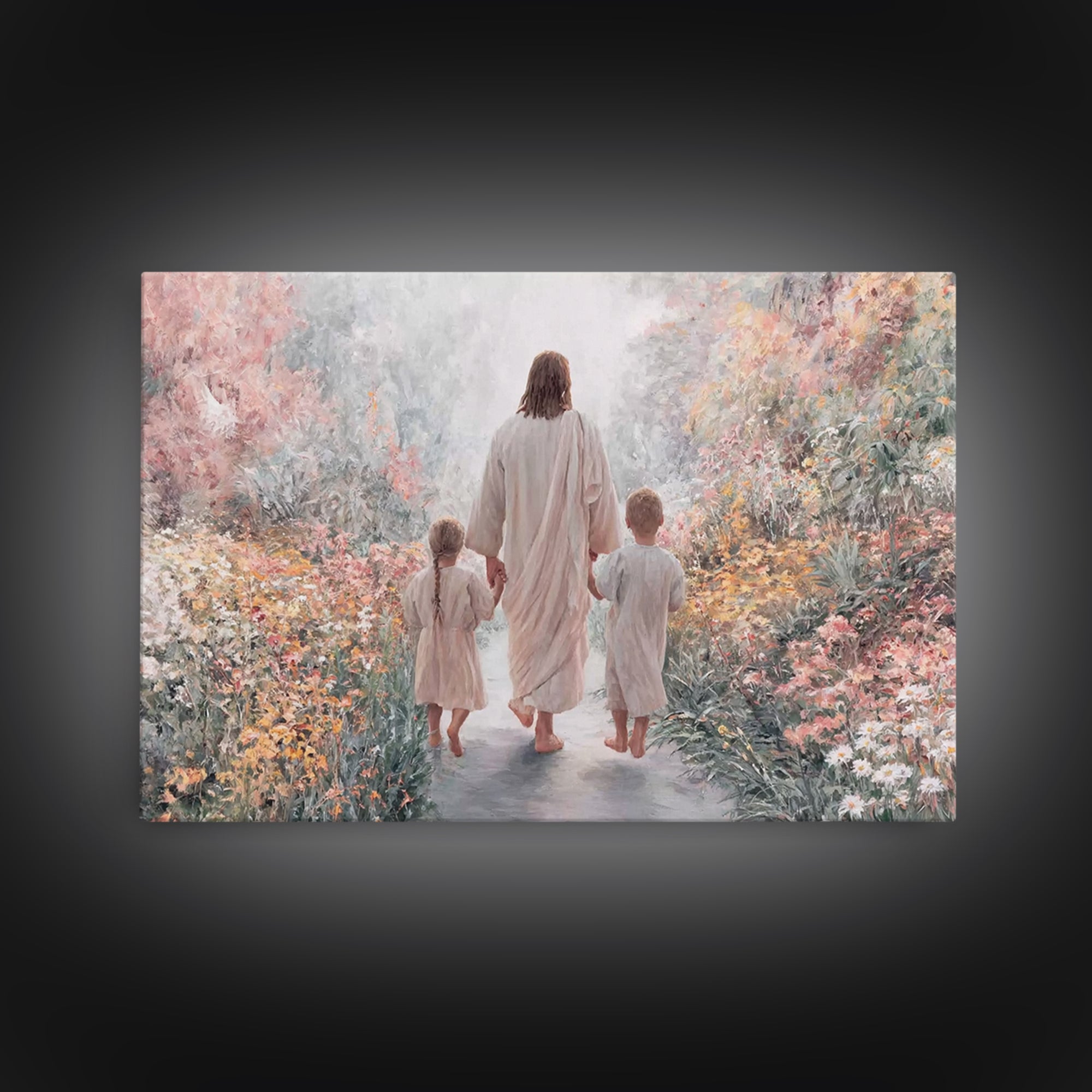 Garden Path Savior – Framed Canvas Print – Christian Wall Art – Christian Art Canvas – Christian Paintings – Christian Art – Christian Gift