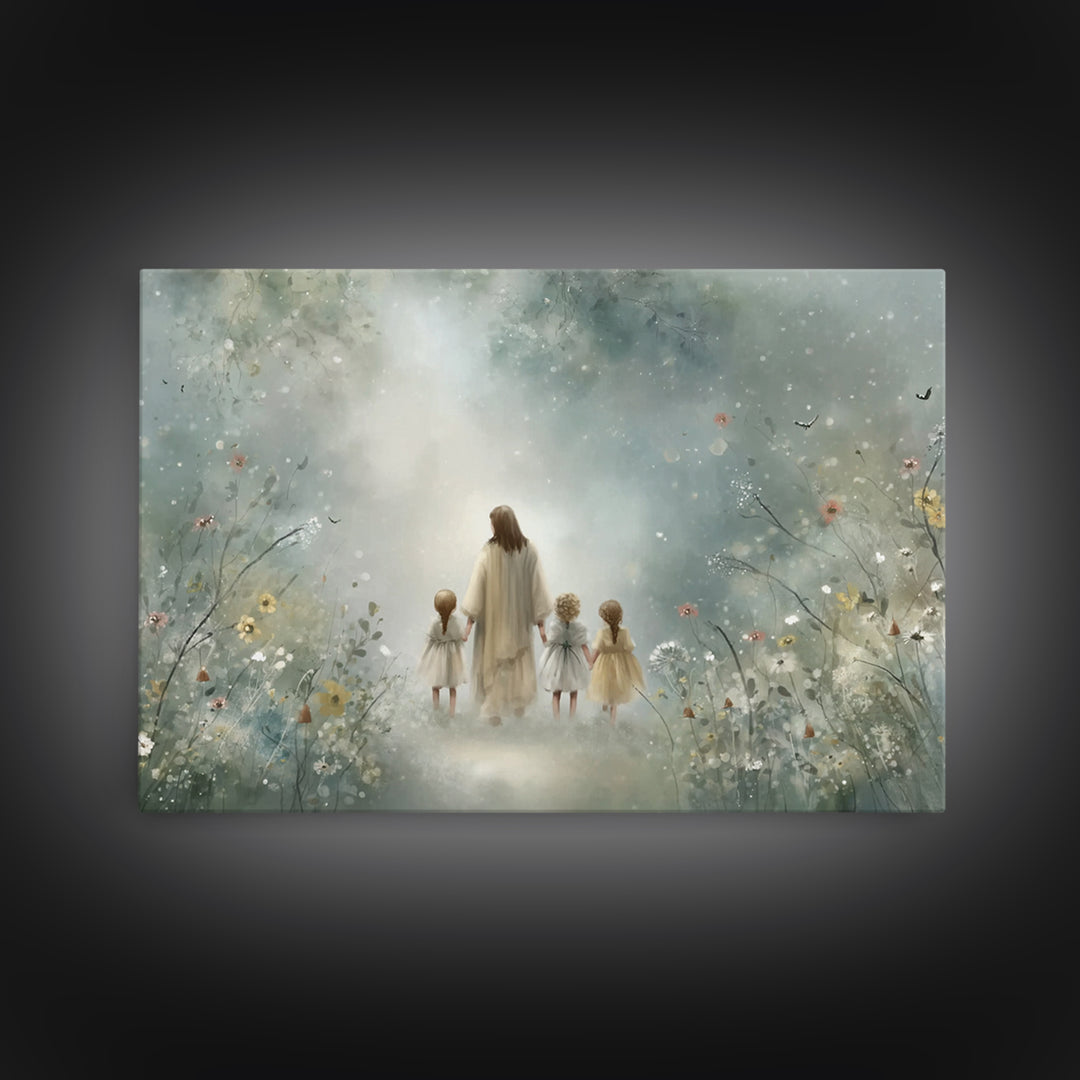 Blossoms Of Heaven, Framed Canvas Print, Christian Art Print, Jesus Painting Canvas, Subtle Christian Art, Christian Wall Art, Christian Gi