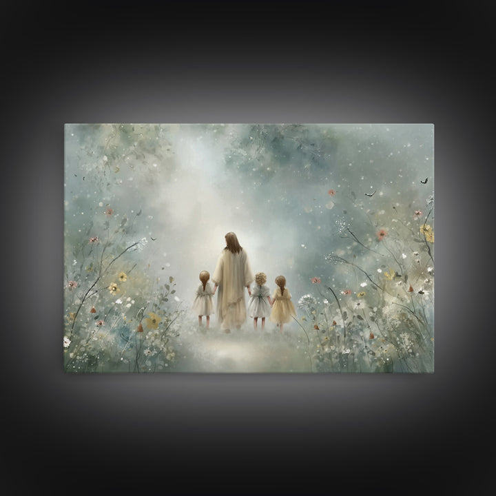Blossoms Of Heaven, Framed Canvas Print, Christian Art Print, Jesus Painting Canvas, Subtle Christian Art, Christian Wall Art, Christian Gi