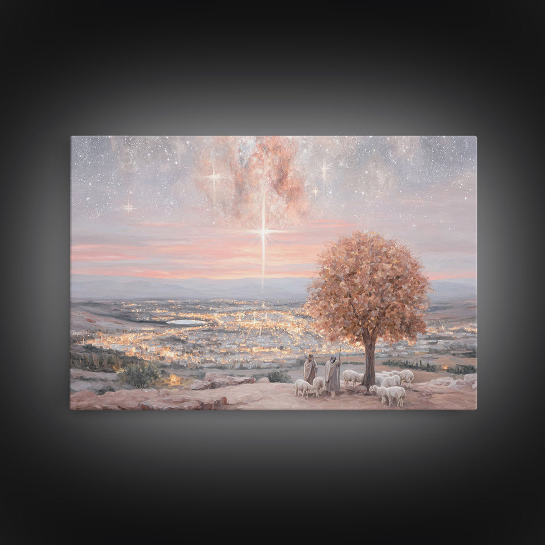 Star Over Bethlehem – Framed Canvas Print – Christmas Art Prints – Jesus Christmas Art – Christian Christmas Decor – Christian Wall Art – C