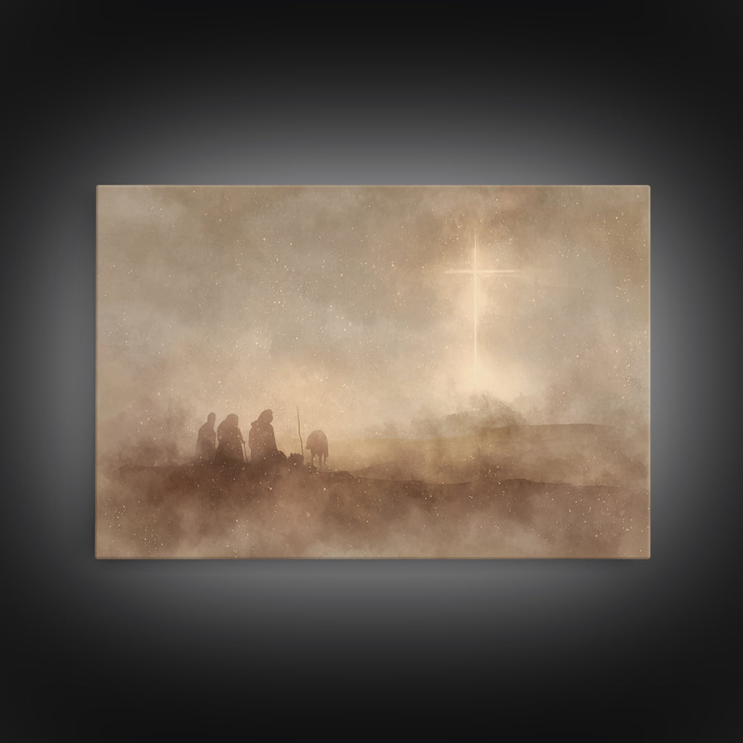 Silent Night Watch | Framed Canvas Print | Moody Christmas Art | Christian Christmas Art | Christmas Canvas Wall Art | Christian Art Canvas