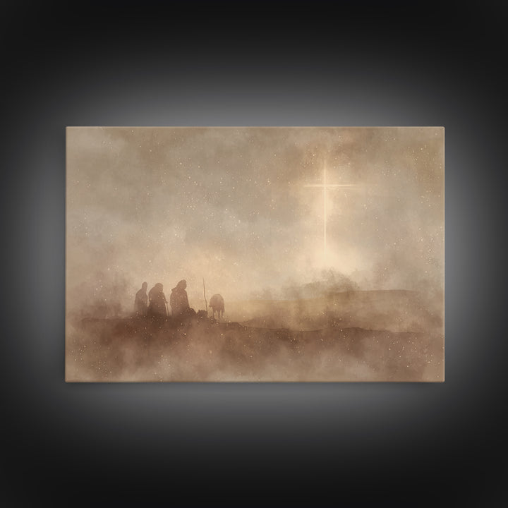 Silent Night Watch | Framed Canvas Print | Moody Christmas Art | Christian Christmas Art | Christmas Canvas Wall Art | Christian Art Canvas