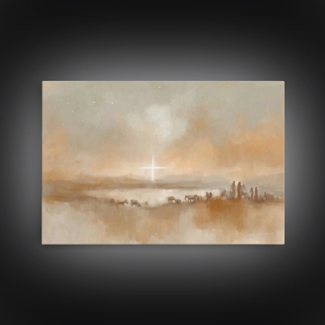 Humble Shepherd Dawn, Framed Canvas Print, Christian Christmas Art, Christmas Wall Art, Framed Christmas Art, Christian Art Print, Christma