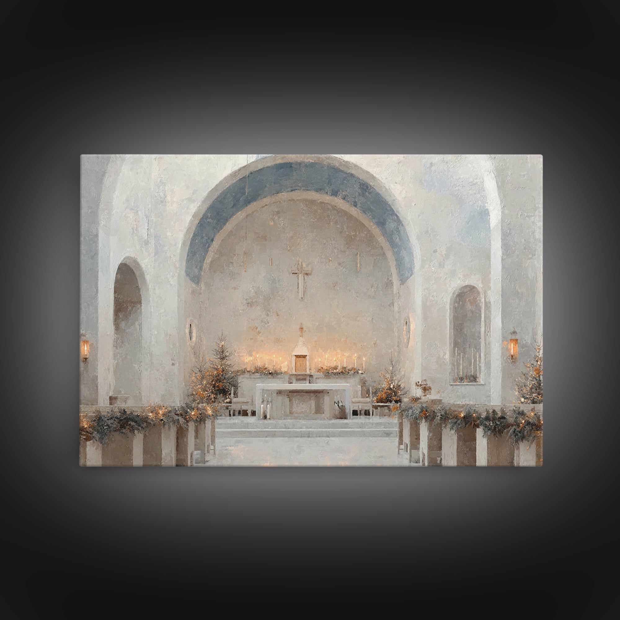Evergreen Sanctuary | Framed Canvas Print | Christian Wall Art | Christmas Art Prints | Christian Art Canvas | Modern Christmas Art | Chris