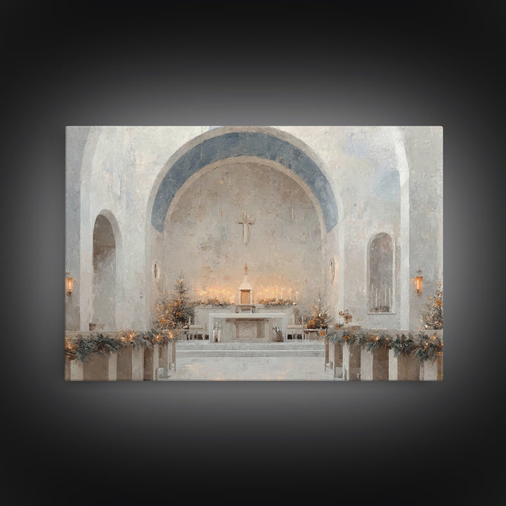 Evergreen Sanctuary | Framed Canvas Print | Christian Wall Art | Christmas Art Prints | Christian Art Canvas | Modern Christmas Art | Chris