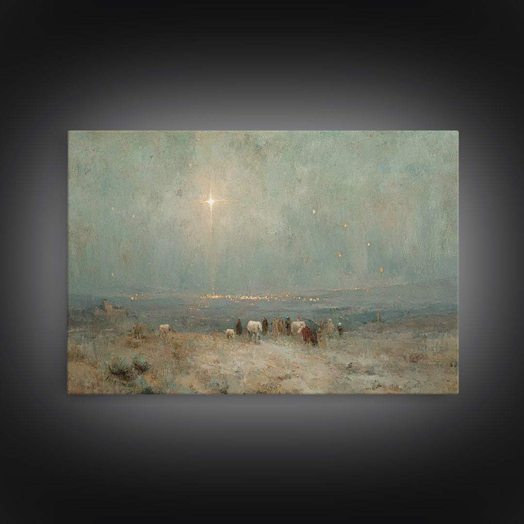 Holy Night Journey, Framed Canvas Print, Christian Art Canvas, Christmas Wall Art, Christian Christmas Decorations, Christmas Art Prints, C
