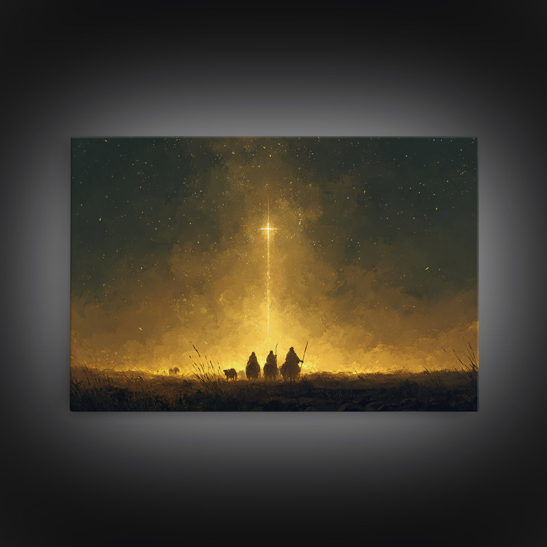 Guiding Star Path – Framed Canvas Print – Christmas Art Prints – Christian Art Canvas – Christian Christmas Decor – Modern Christmas Art –
