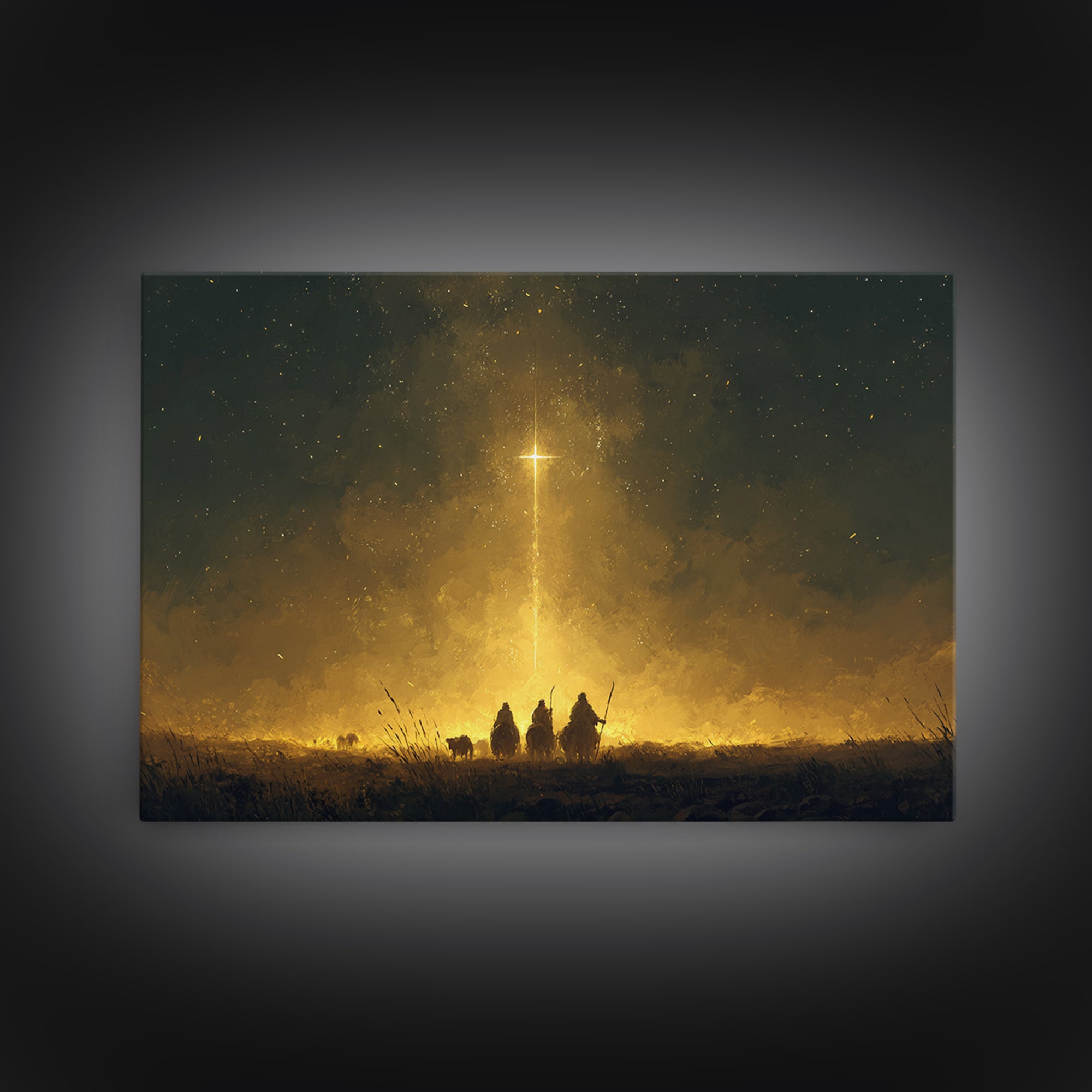 Guiding Star Path – Framed Canvas Print – Christmas Art Prints – Christian Art Canvas – Christian Christmas Decor – Modern Christmas Art –
