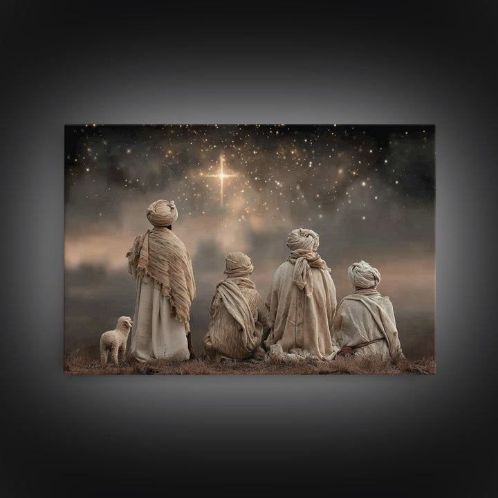 Shepherds In Awe | Framed Canvas Print | Christian Christmas Art | Christmas Wall Art | Framed Christmas Art | Christian Art Canvas | Chris