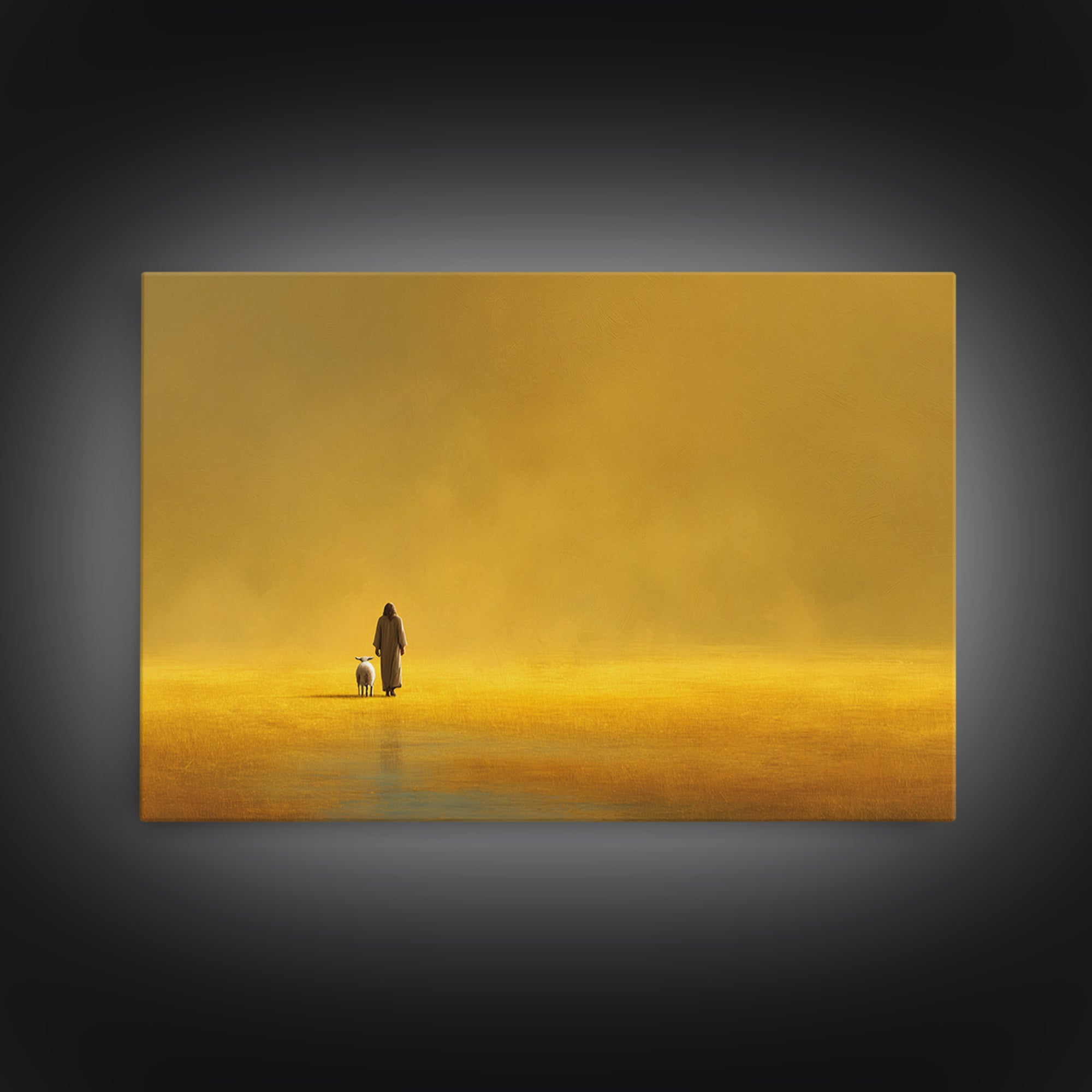 Golden Field Grace | Framed Canvas Print | Minimalist Christian Art | Christian Art Canvas | Jesus Painting Canvas | Christian Decor For Ho