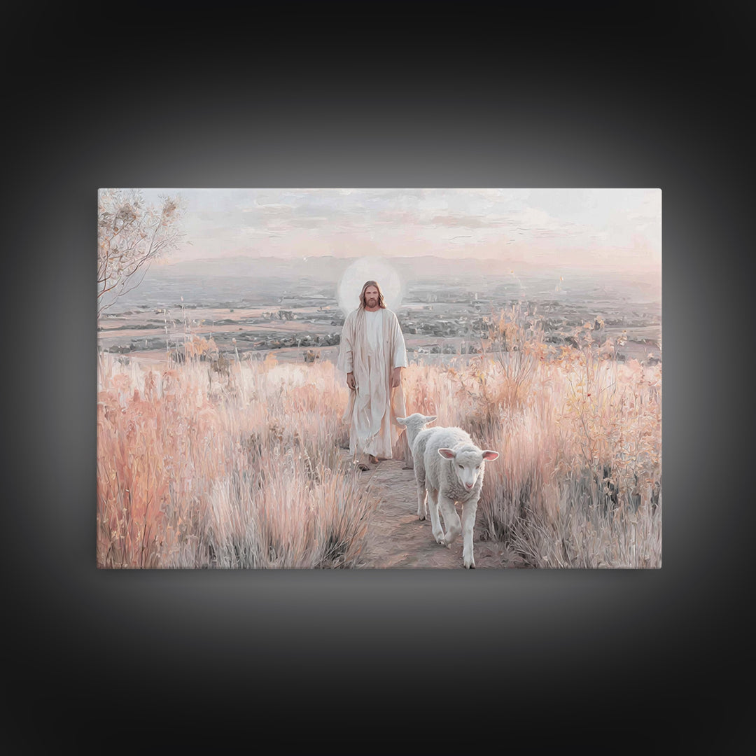 Radiant Path Light, Framed Canvas Print, Christian Art Print, Jesus Painting, Christian Decor, Large Christian Art, Subtle Christian Painti