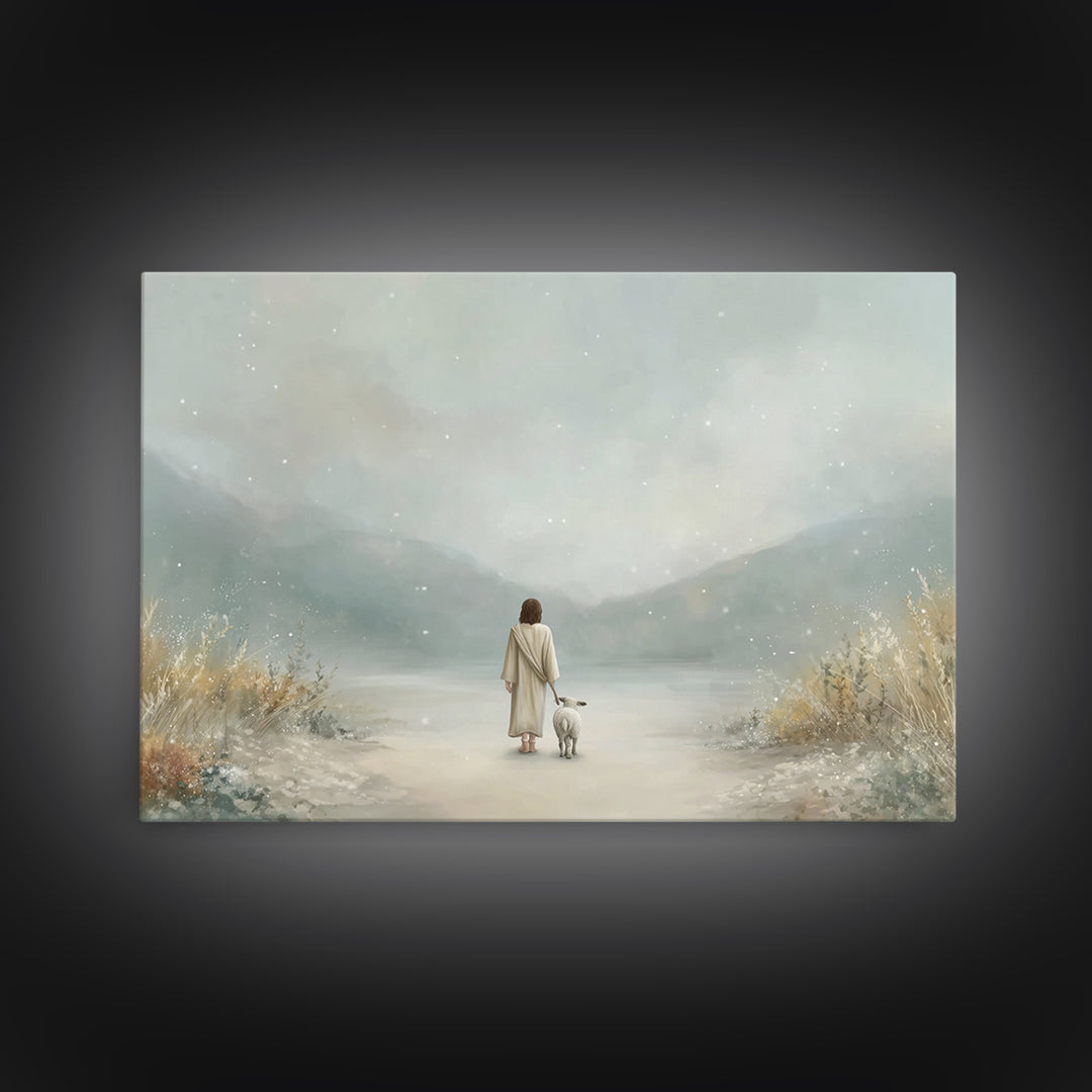 Still Waters Faith – Framed Canvas Print – Christian Art Canvas – Minimalist Christian Art – Jesus Painting – Christian Decor – Christian G