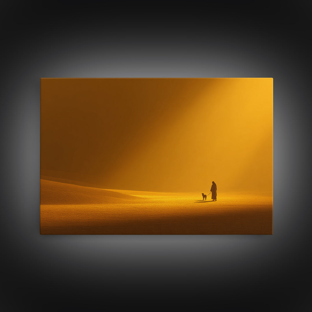 Desert Hope Glow, Framed Canvas Print, Minimalist Christian Art, Christian Art Canvas, Jesus Painting, Christian Decorations, Christian Art