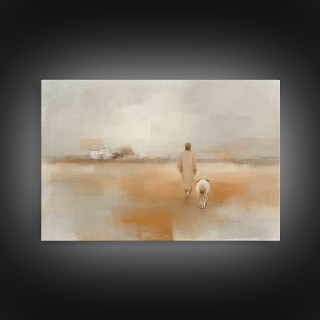 Quiet Fields Grace, Framed Canvas Print, Christian Art Canvas, Jesus Painting, Christian Wall Art, Christian Christmas Art, Subtle Christia