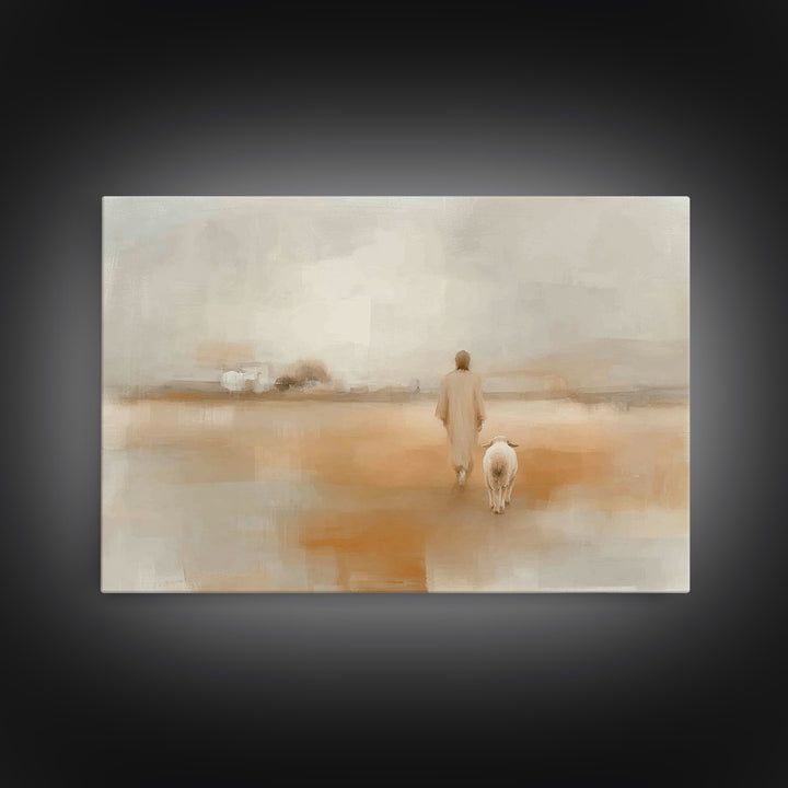Quiet Fields Grace, Framed Canvas Print, Christian Art Canvas, Jesus Painting, Christian Wall Art, Christian Christmas Art, Subtle Christia