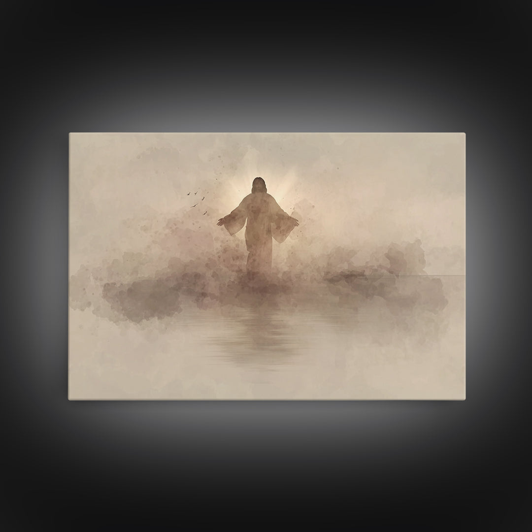Eternal Light Rising - Framed Canvas Print - Christian Art Canvas - Christian Gift Ideas - Jesus Painting - Christian Wall Art - Subtle Chr