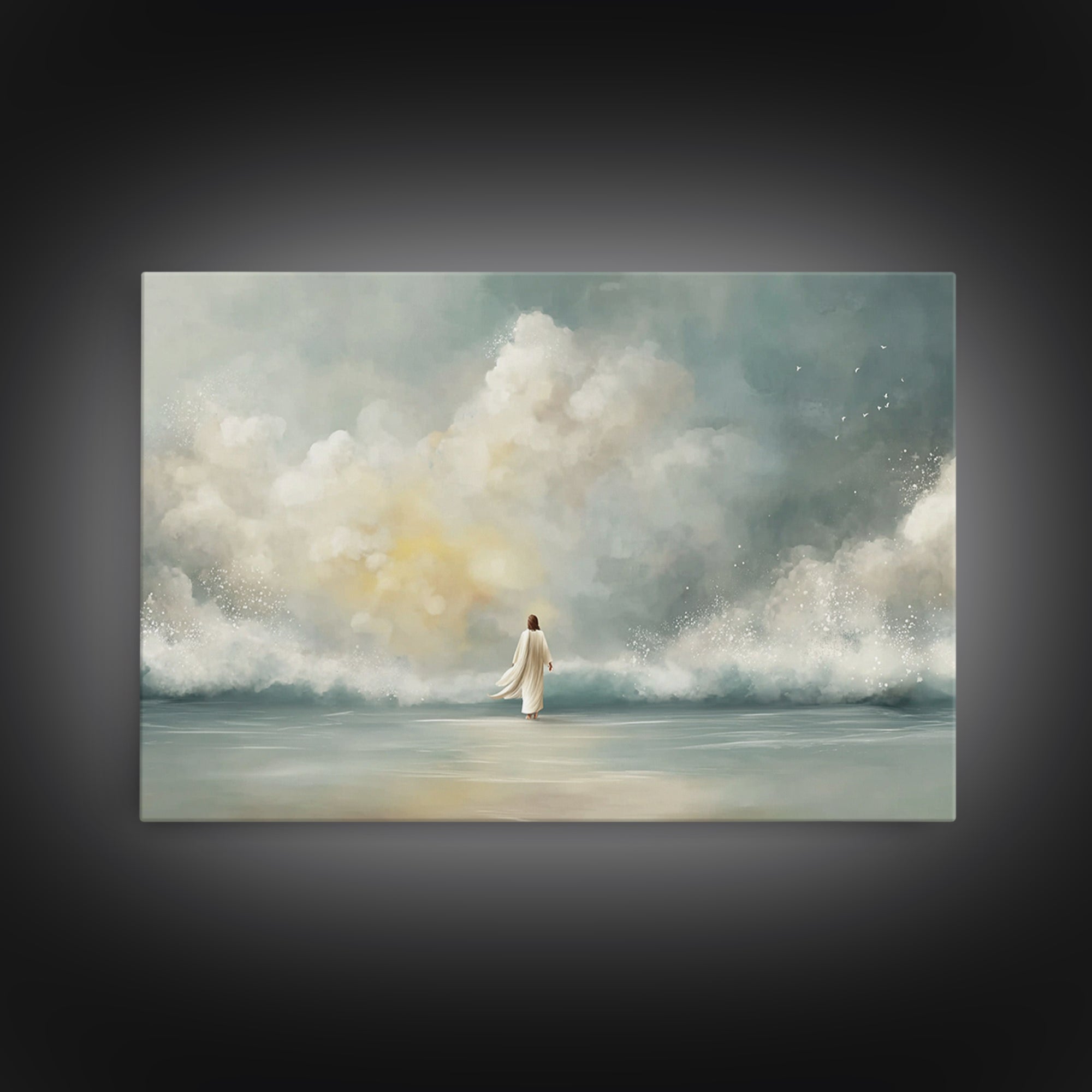 Stormless Promise, Framed Canvas Print, Christian Wall Art, Christian Art Canvas, Christian Decor, Jesus Painting, Modern Christian Paintin