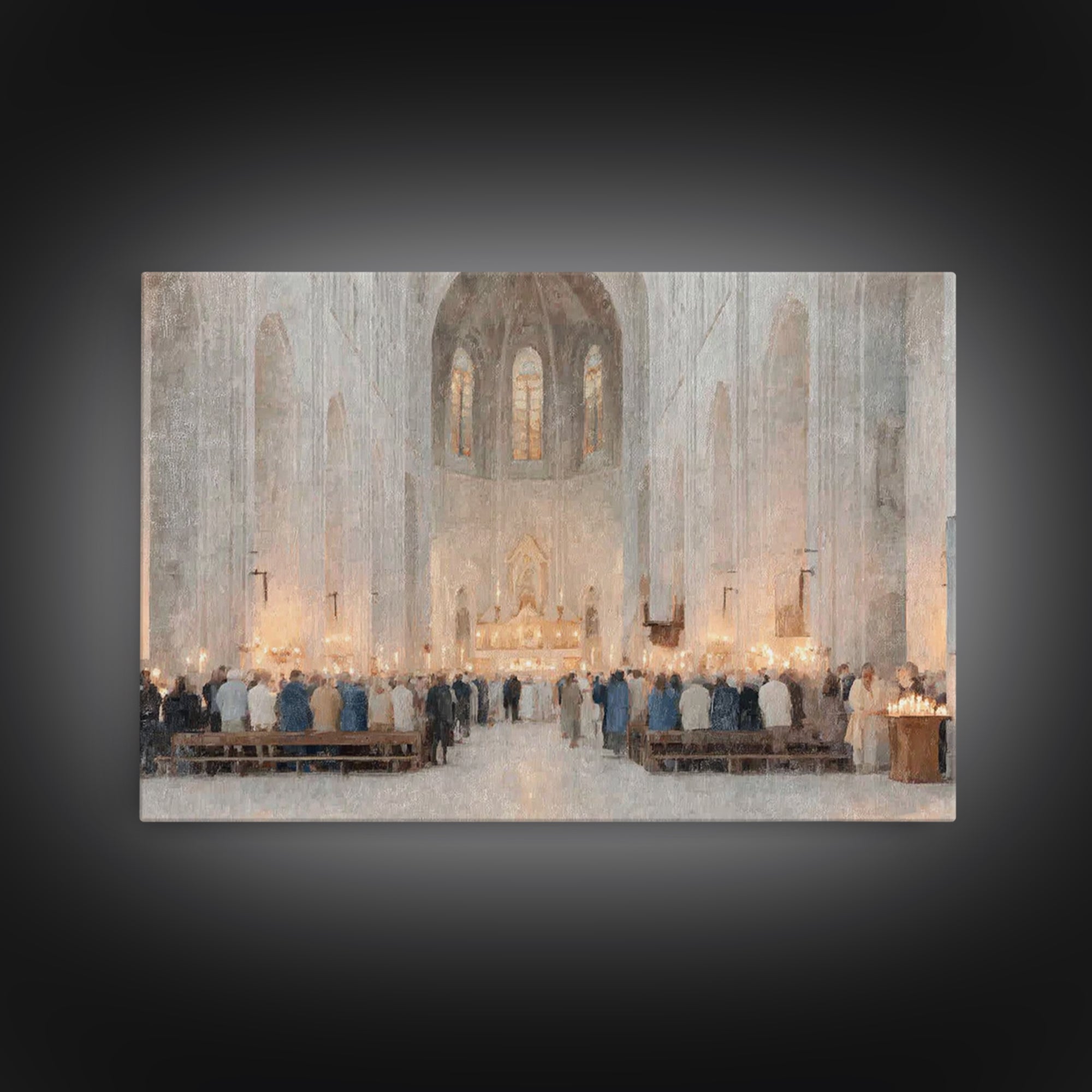 Holy Gathering – Framed Canvas Print – Christian Art Prints – Christian Wall Art – Subtle Christian Paintings – Christian Christmas Art – F