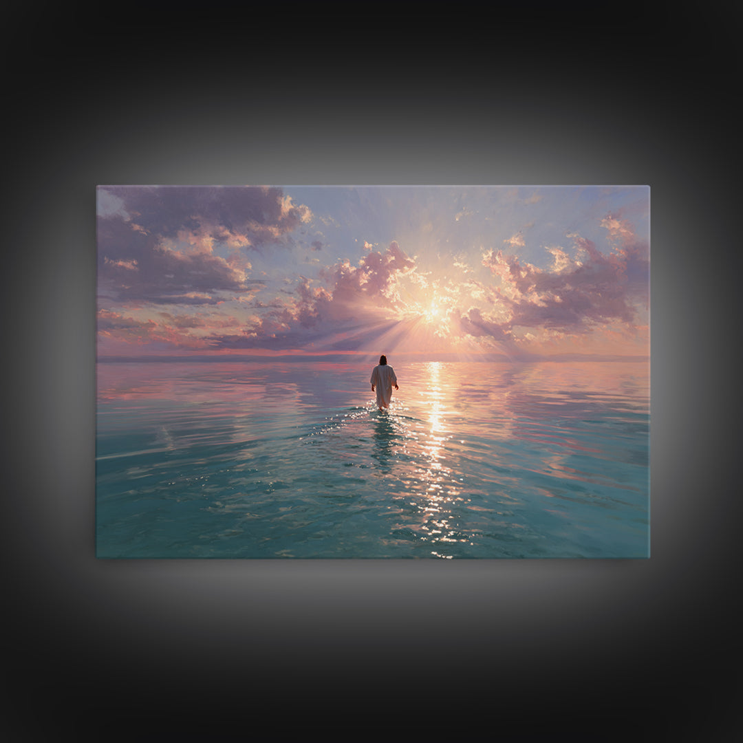 Radiant Sea Hope - Framed Canvas Print - Jesus Painting - Christian Wall Art - Christian Art Canvas - Christian Gift Ideas - Modern Christi