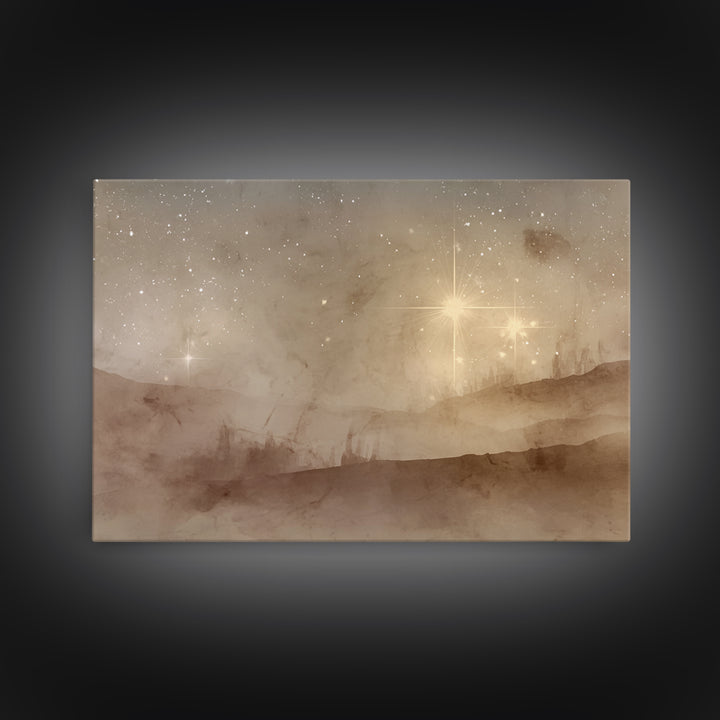 Desert Nativity Sky | Framed Canvas Print | Christmas Art | Christian Art Work | Christian Wall Art | Christian Christmas Decorations | Chr