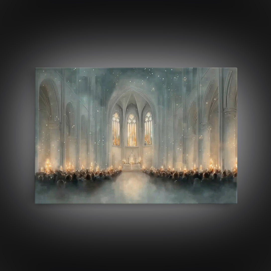 Cathedral Reflections – Framed Canvas Print – Christian Christmas Art – Christian Art Work – Christmas Canvas Wall Art – Modern Christian A