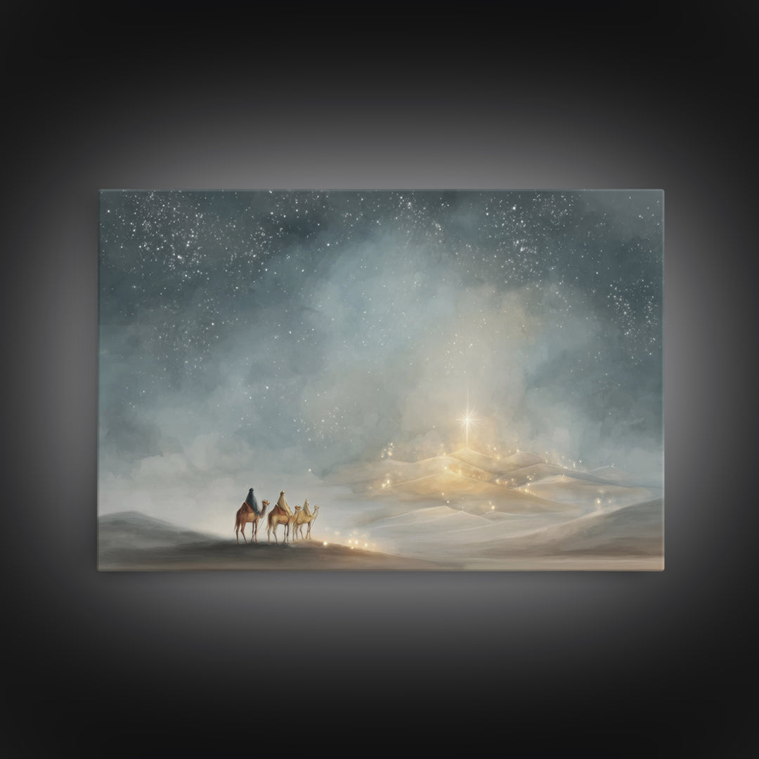 Guiding Light Path – Framed Canvas Print – Christmas Wall Art – Christian Art Work – Christian Art Print – Christian Christmas Decor – Jesu