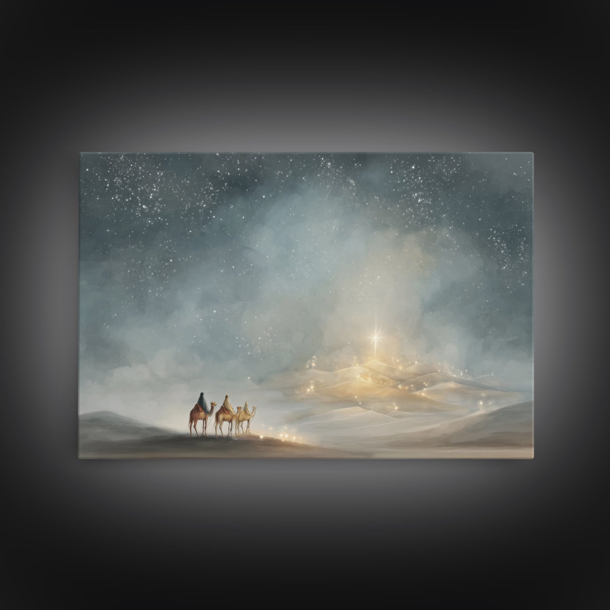 Guiding Light Path – Framed Canvas Print – Christmas Wall Art – Christian Art Work – Christian Art Print – Christian Christmas Decor – Jesu