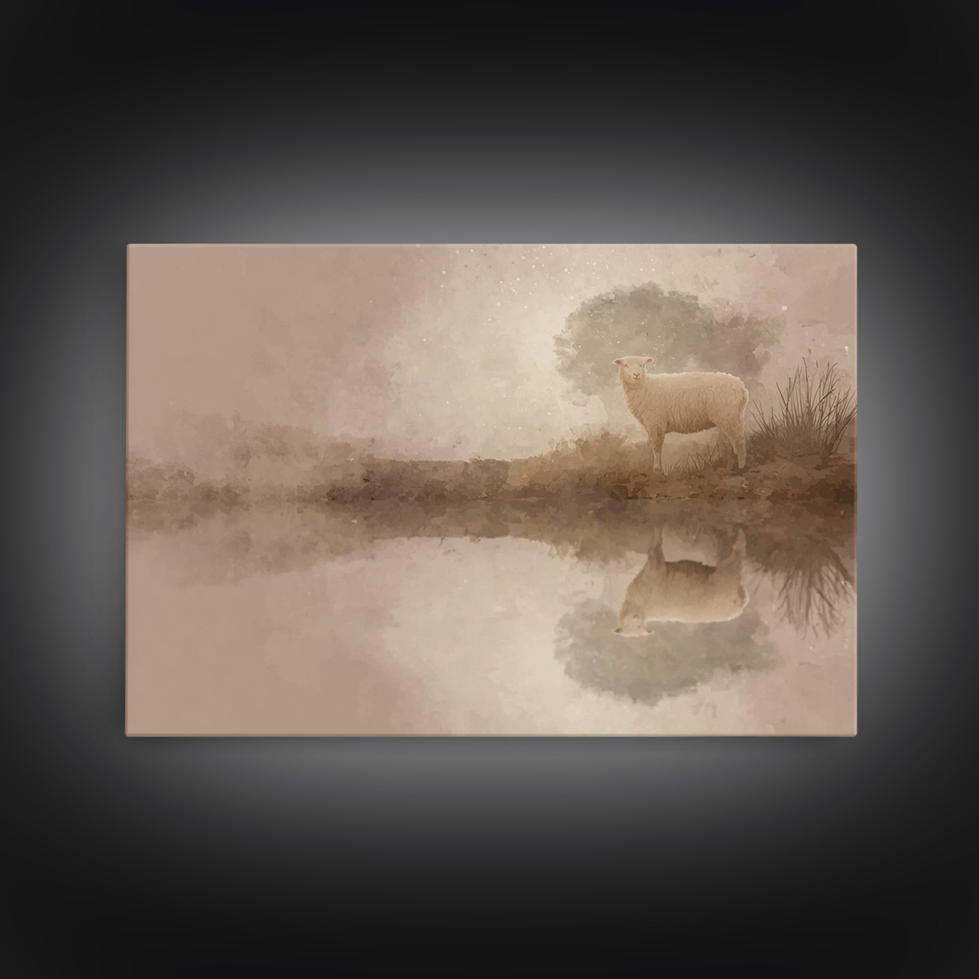 Lamb Of Peace, Framed Canvas Print, Christian Art Print, Christian Wall Art, Christian Decor For Home, Christian Gift, Subtle Christian Art