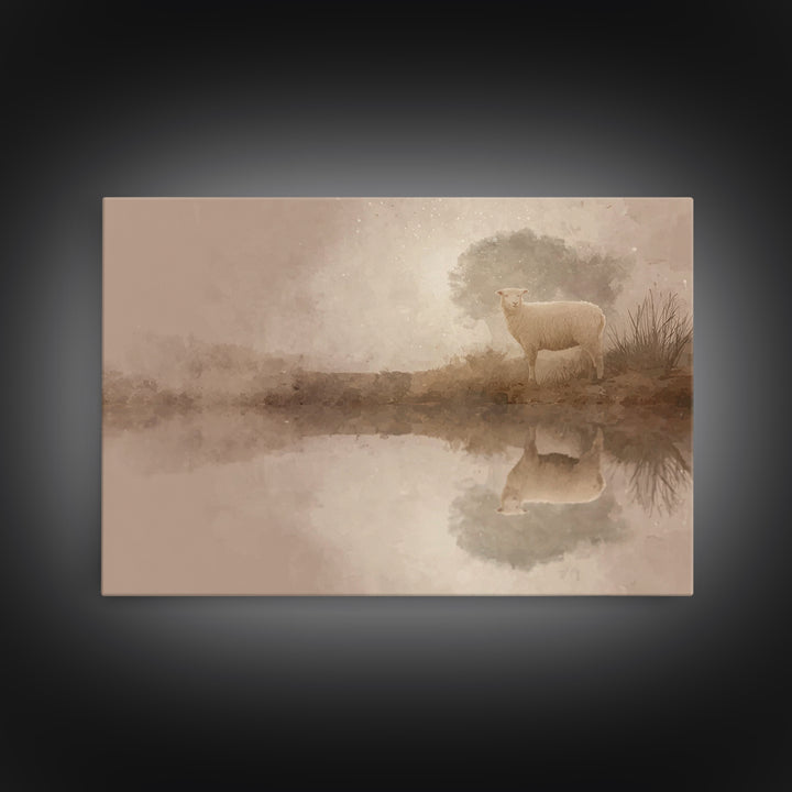 Lamb Of Peace, Framed Canvas Print, Christian Art Print, Christian Wall Art, Christian Decor For Home, Christian Gift, Subtle Christian Art
