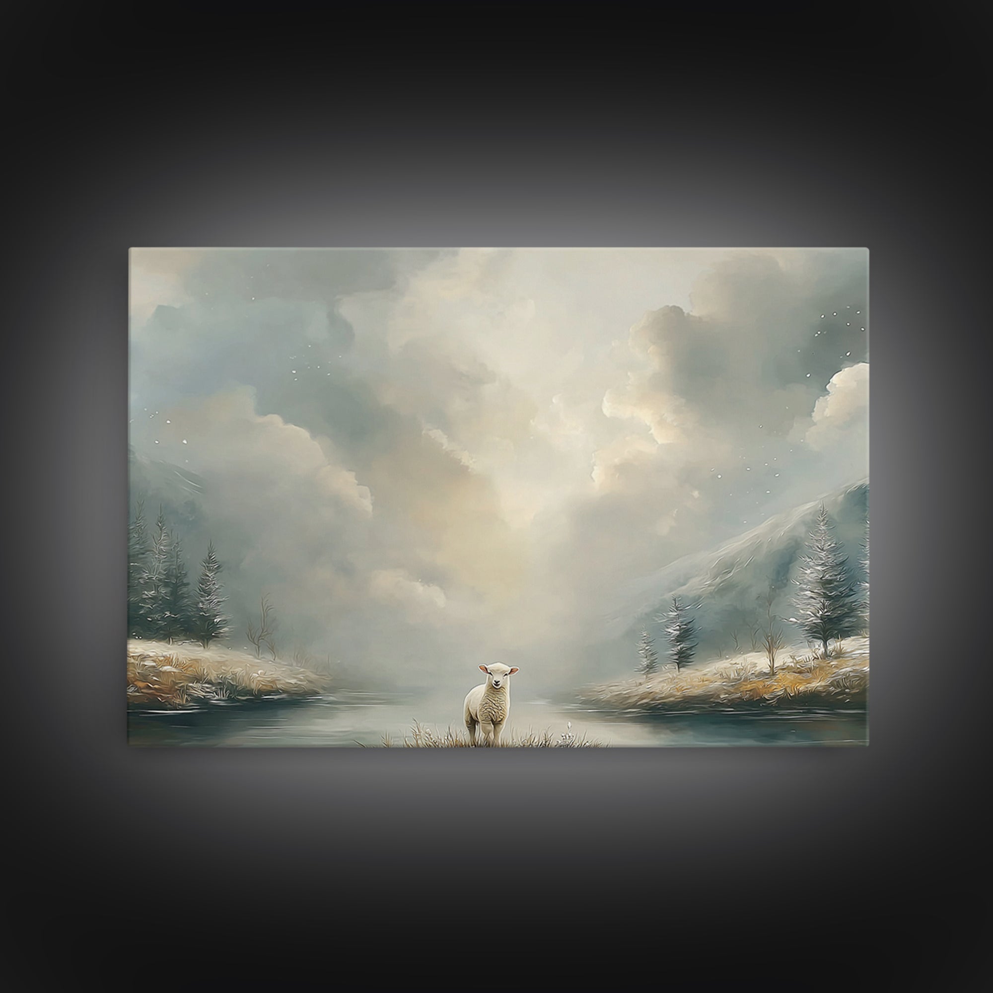 Quiet Shepherd Lamb | Framed Canvas Print | Christian Art Canvas | Christian Wall Art | Christian Art Print | Christian Gift Ideas | Christ