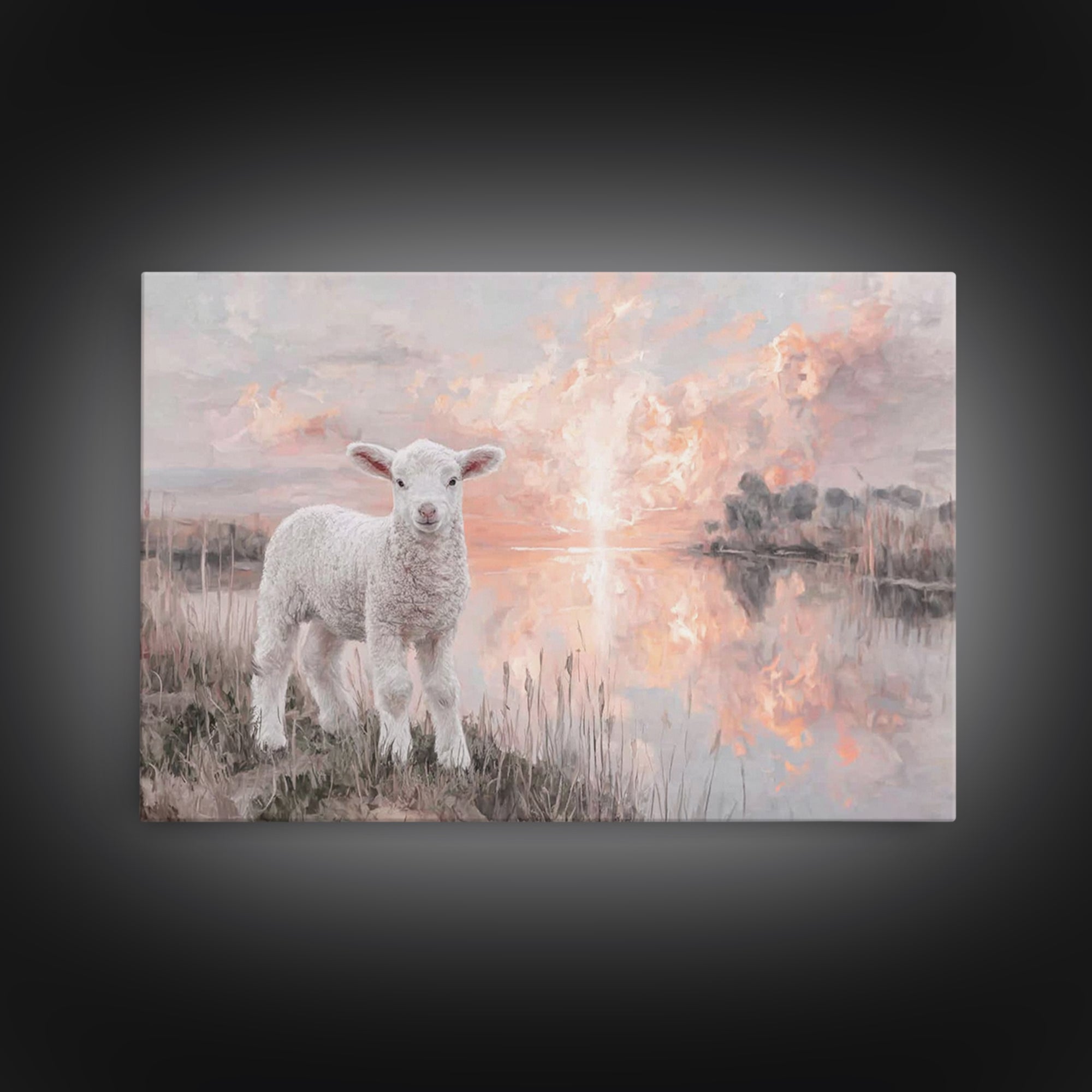 Dawn Of The Lamb – Framed Canvas Print – Christian Wall Art – Christian Art Canvas – Christian Decor – Christian Gift Ideas – Subtle Christ