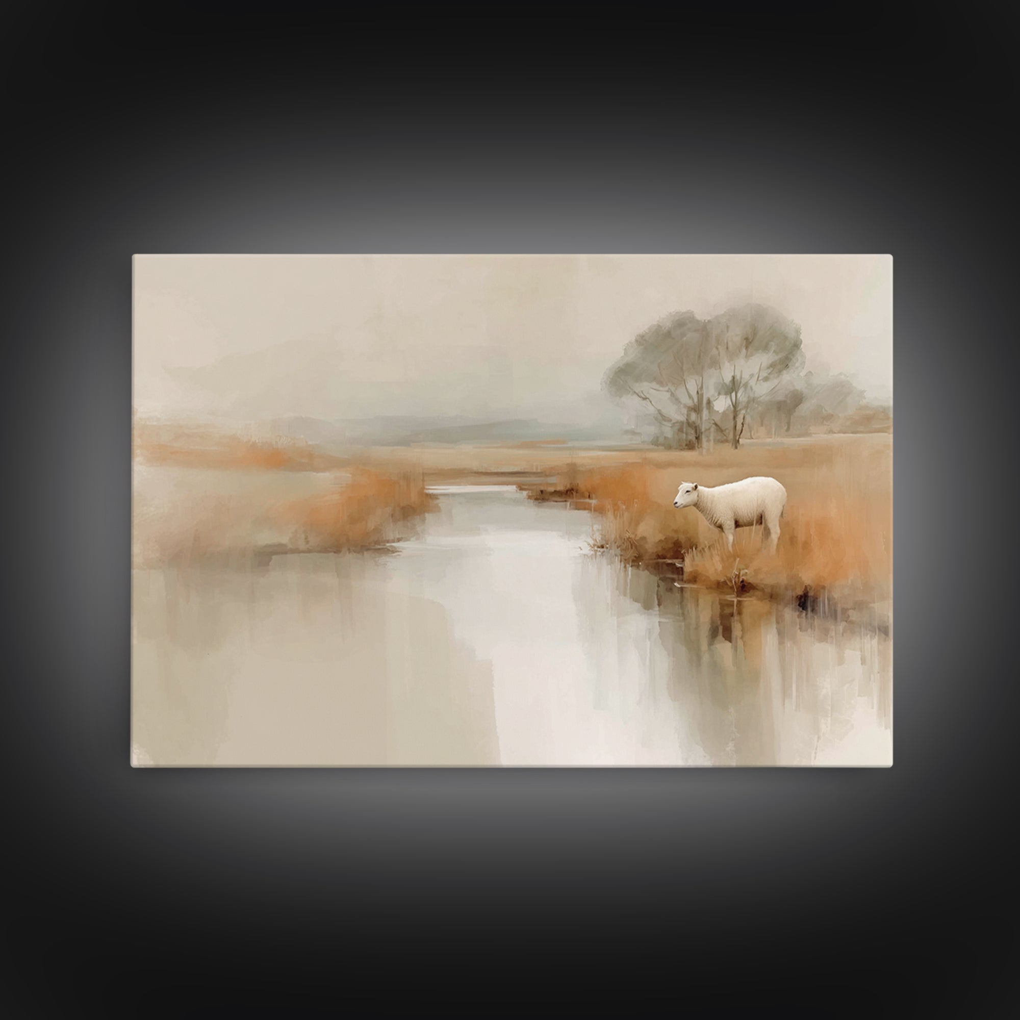 Dawn Meadow Grace, Framed Canvas Print, Christian Art Canvas, Christian Wall Art, Modern Christian Art, Christian Painting