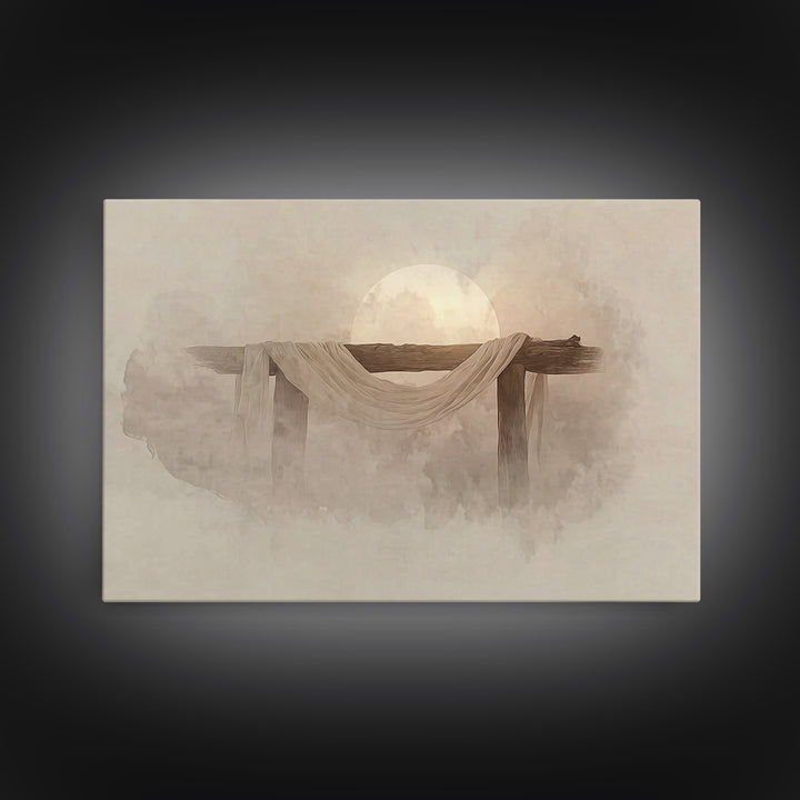 Eternal Morning Cross | Framed Canvas Print | Christian Painting | Christian Art Canvas | Christian Wall Art | Modern Christian Art