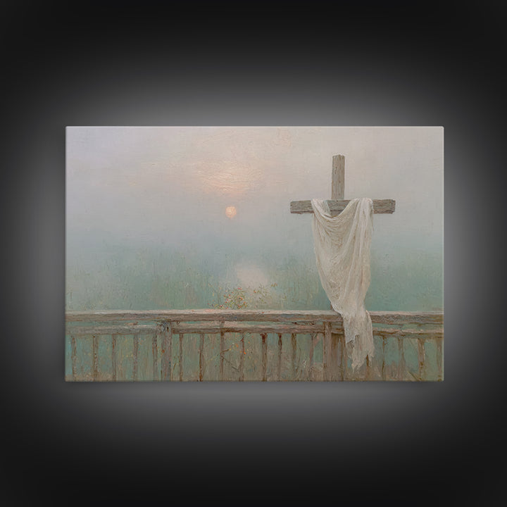 Hopeful Crosslight - Framed Canvas Print - Christian Art Canvas - Minimalist Christian Art - Christian Painting - Christian Wall Art