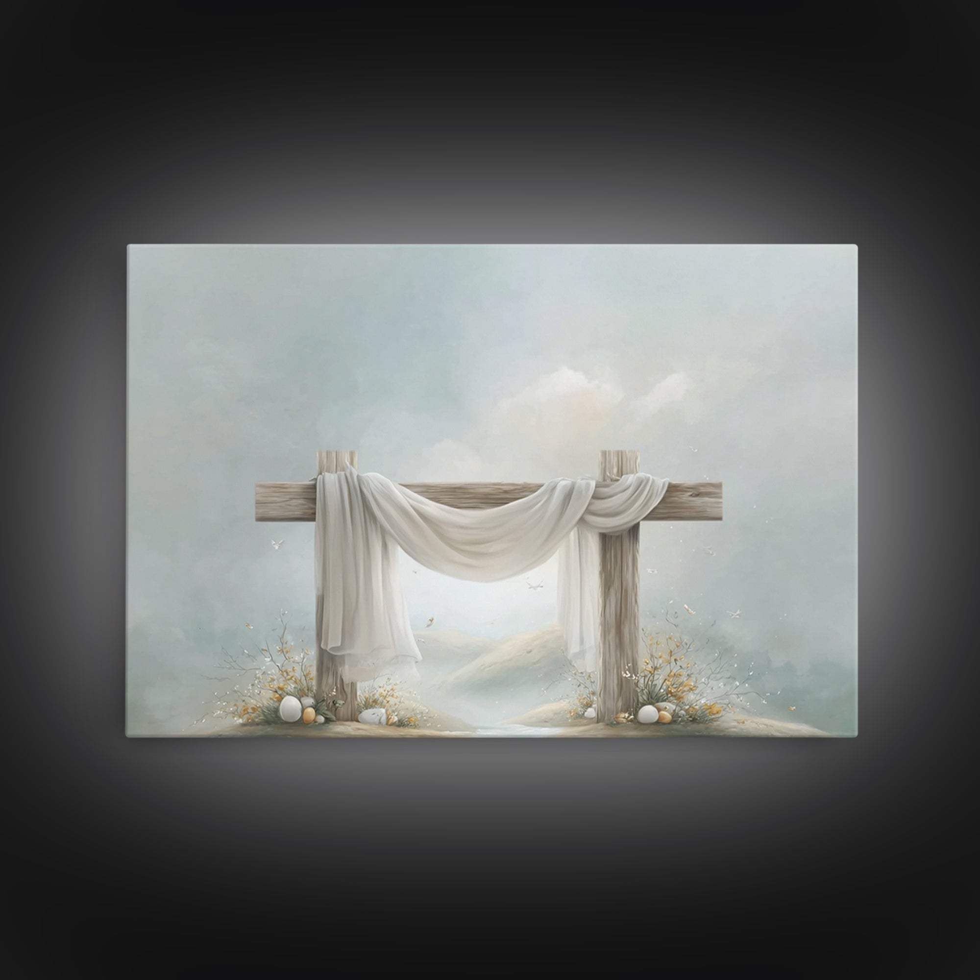 Risen Garden Peace - Framed Canvas Print - Christian Wall Art - Christian Art Canvas - Christian Painting - Subtle Christian Art