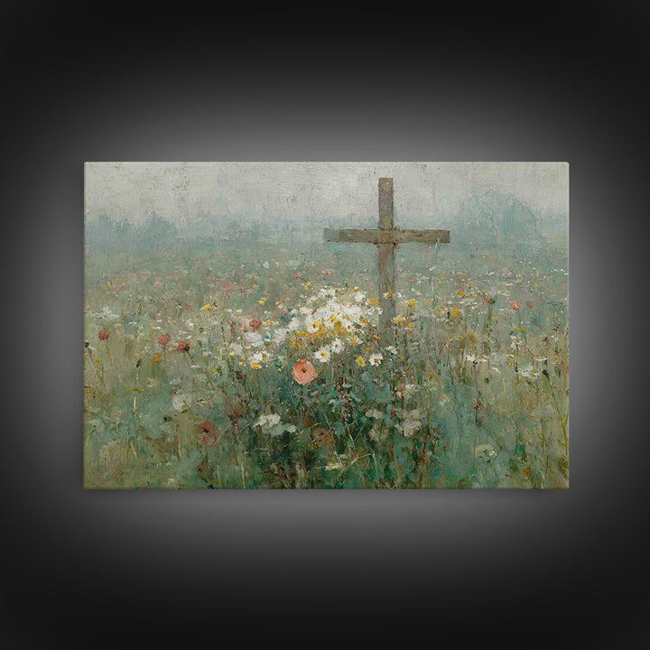 Wildflower Redemption | Framed Canvas Print | Christian Art Canvas | Vintage Christian Art | Christian Wall Art | Christian Painting