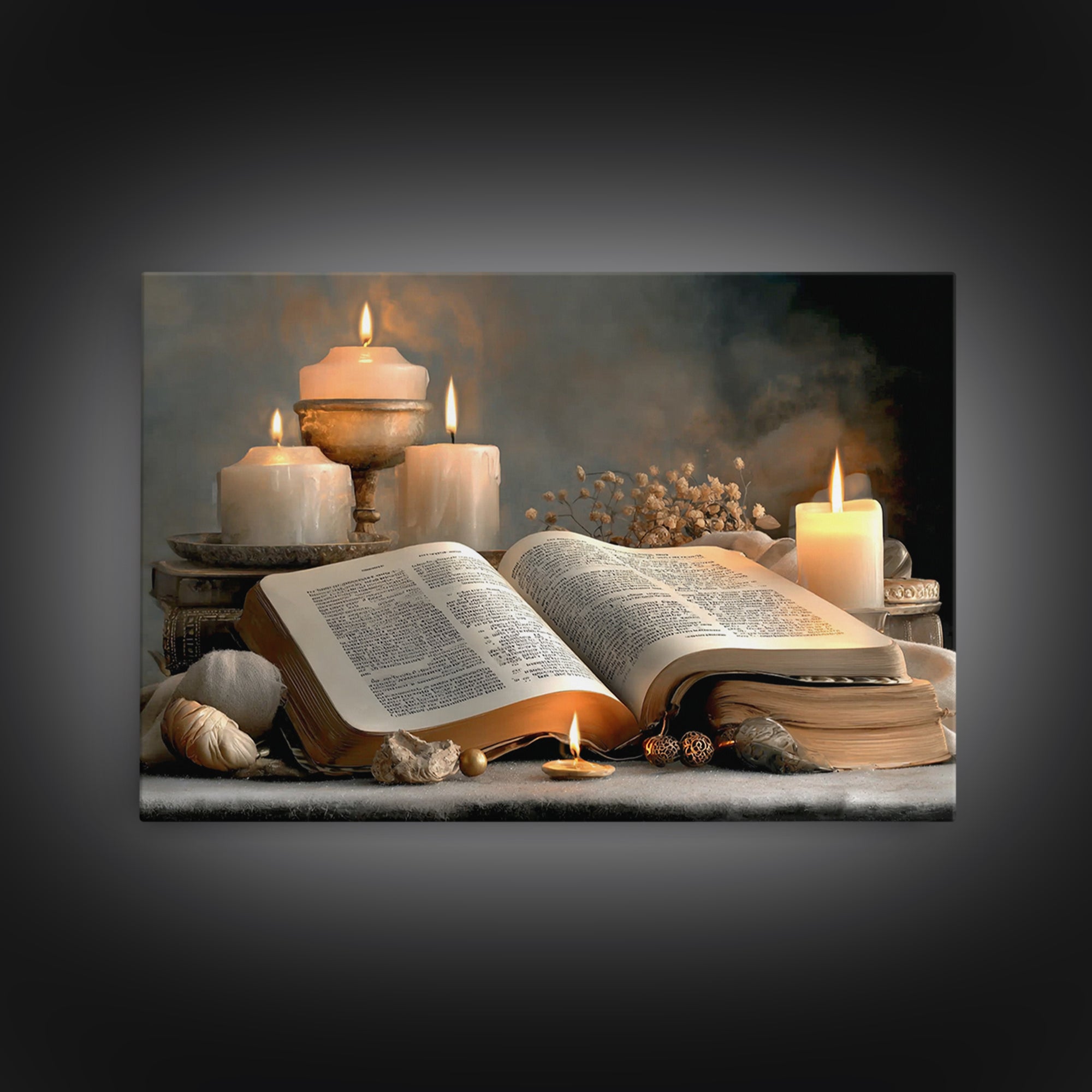 Sacred Scripture | Framed Canvas Print | Christian Art Canvas | Christian Decor | Christian Wall Art | Christmas Art | Christian Painting