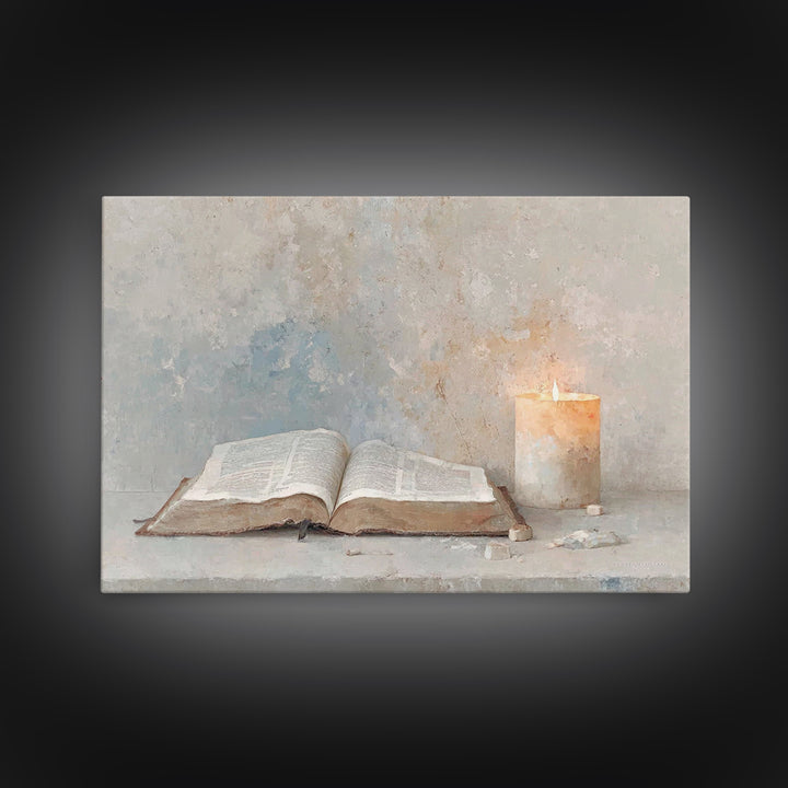 Candle Of Mercy | Framed Canvas Print | Christian Painting | Christmas Art | Christian Art Canvas | Christian Wall Art | Christian Decor