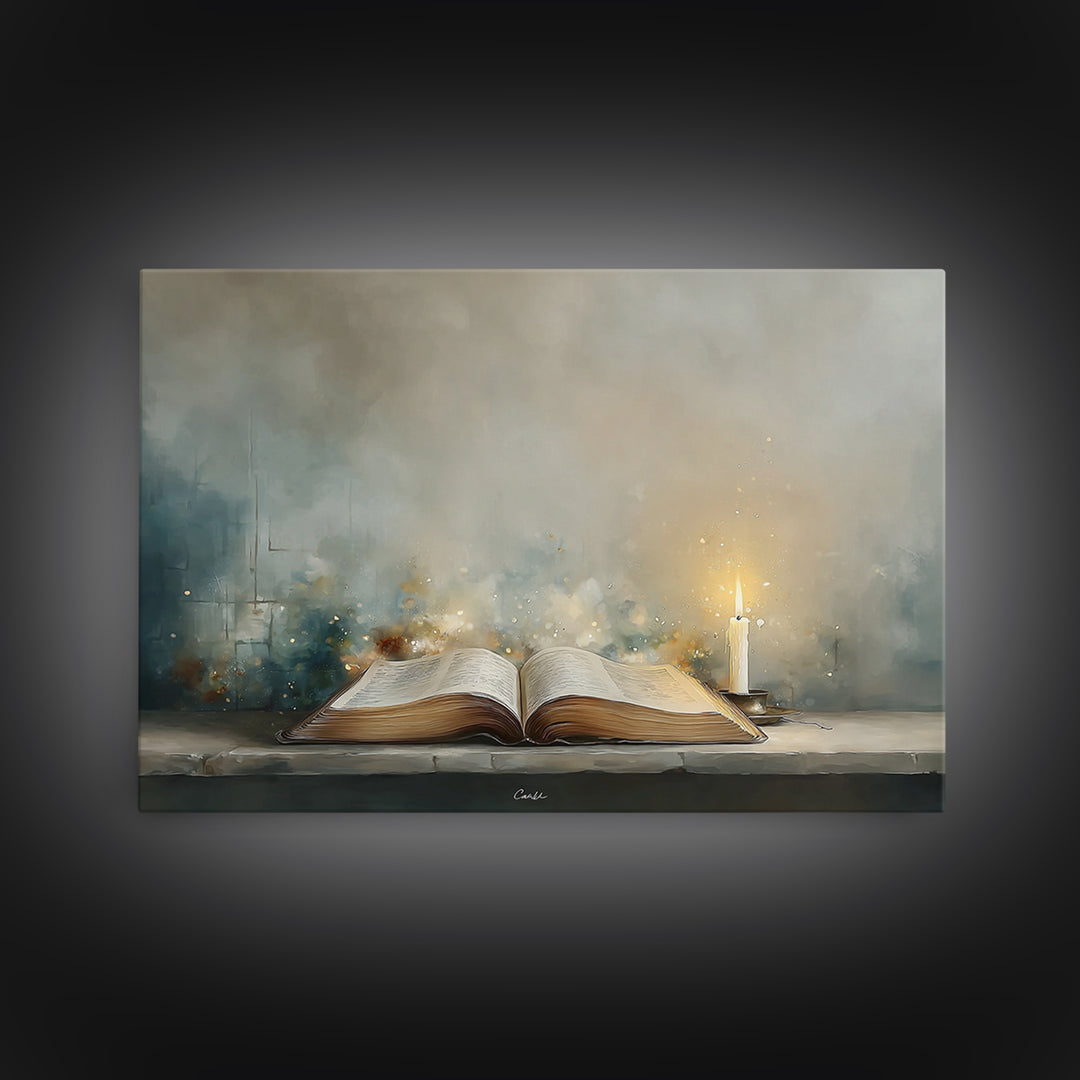 Candle Of Promise | Framed Canvas Print | Christian Wall Art | Christian Art Canvas | Christian Painting | Christian Decor | Christmas Art