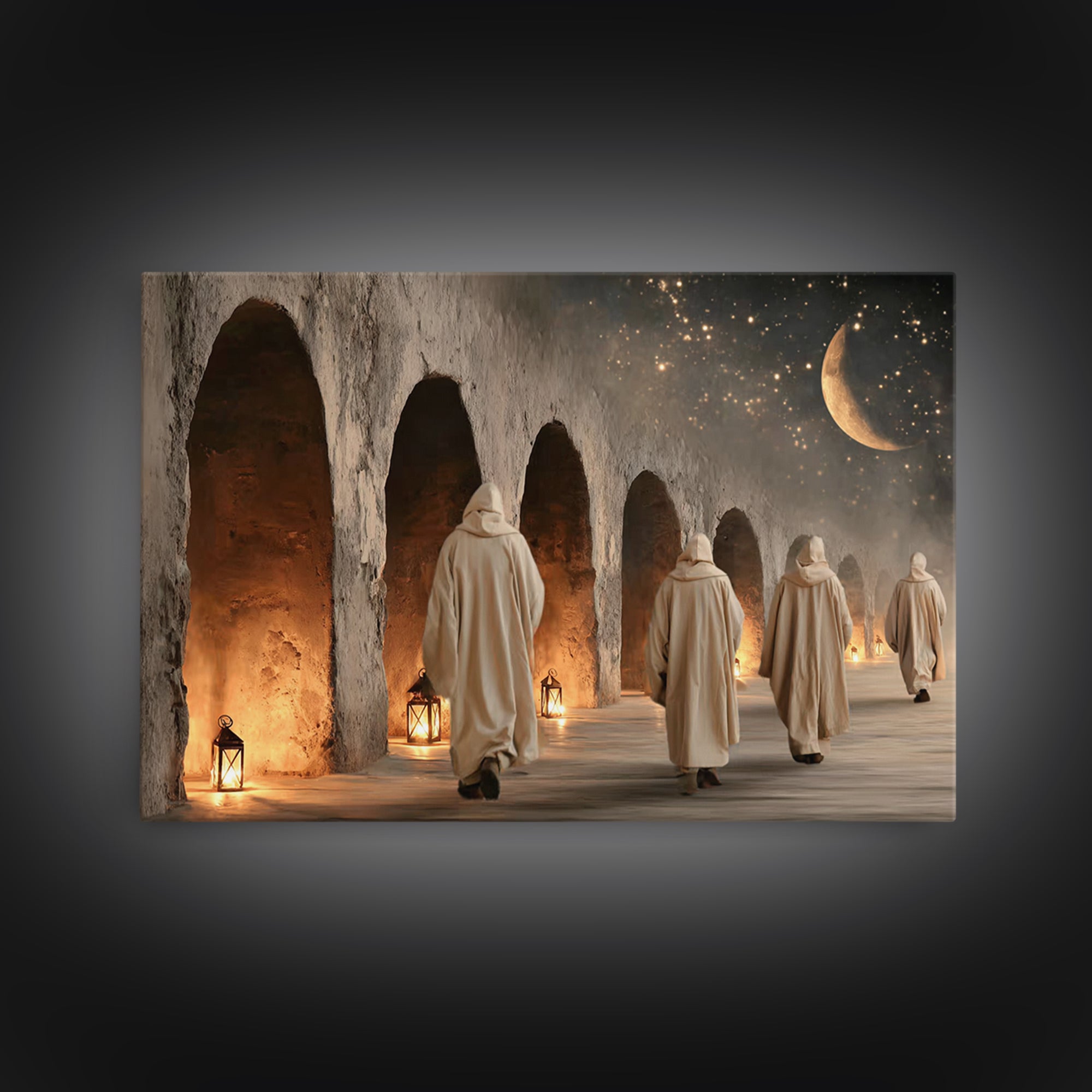 Midnight Pilgrims | Framed Canvas Print | Christian Painting | Christian Wall Art | Christian Decor | Christian Art Canvas | Christmas Art