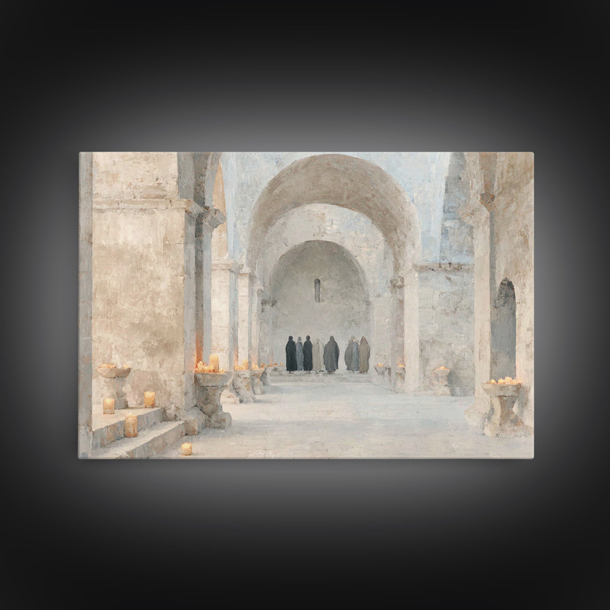 Cloistered Prayer | Framed Canvas Print | Christian Art Canvas | Christian Decor | Christian Wall Art | Christian Painting | Christmas Art