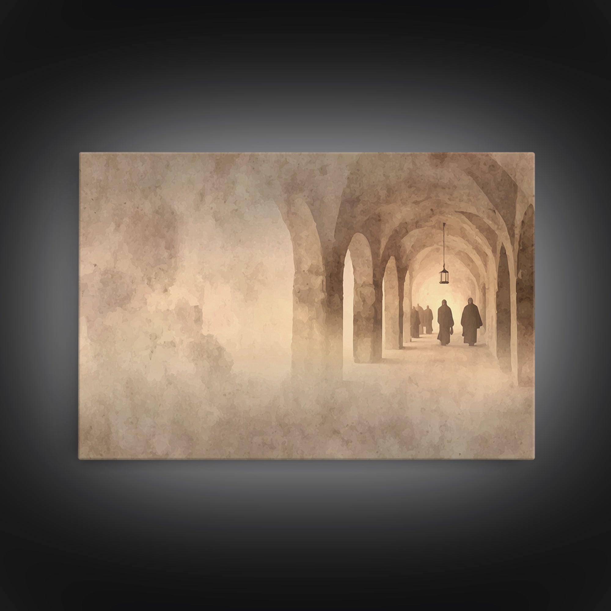 Monastery Path | Framed Canvas Print | Christmas Art | Christian Art Canvas | Christian Wall Art | Christian Painting | Christian Decor