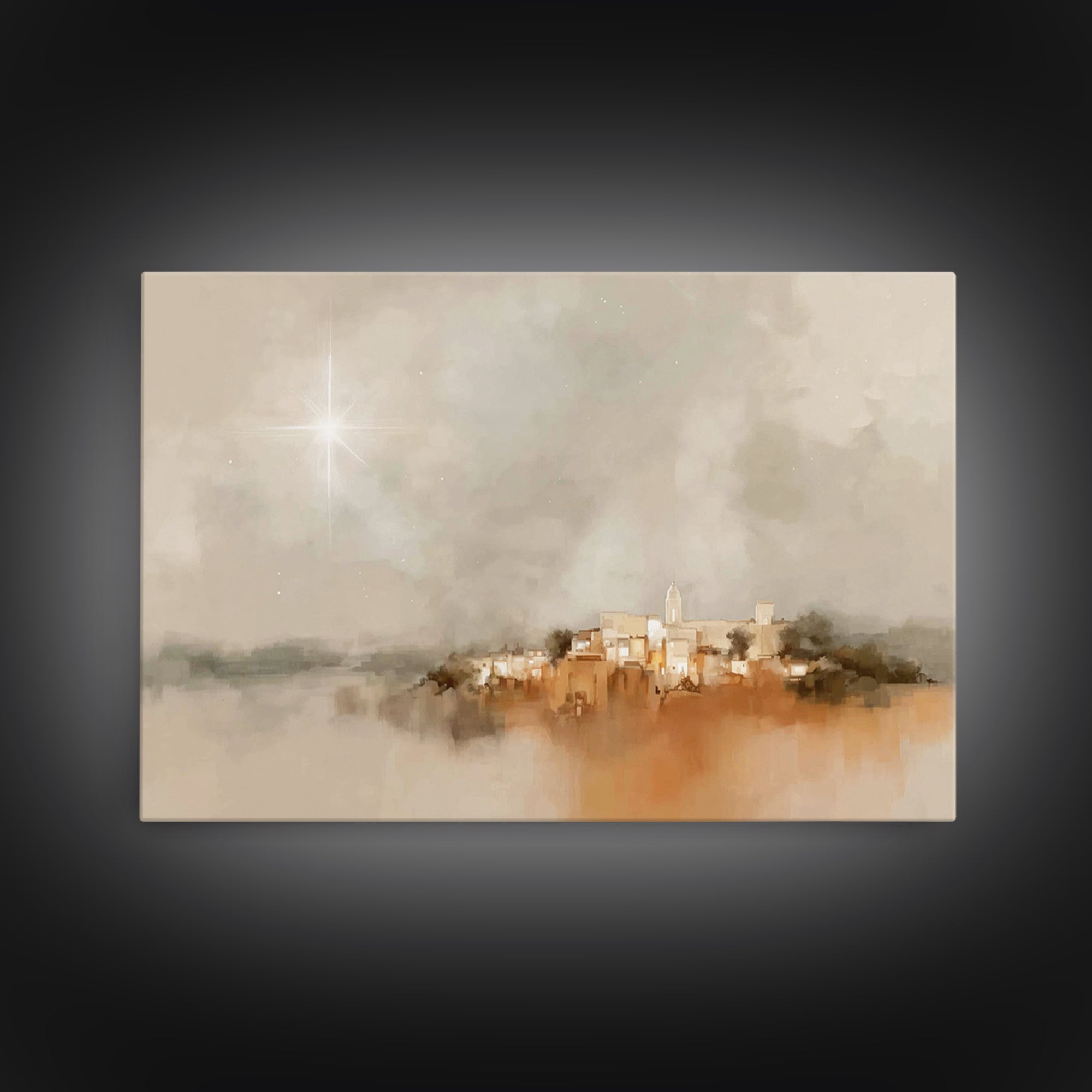 Bethlehem Rising – Framed Canvas Print – Christian Art – Christmas Canvas Wall Art – Modern Christmas Art – Christian Christmas Art – Chris