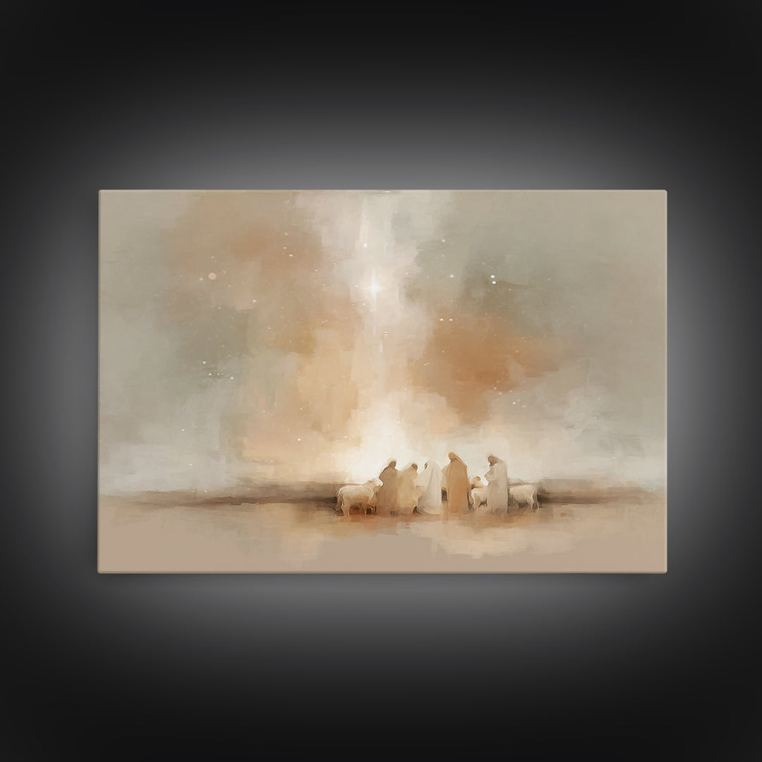 Shepherds Of Wonder | Framed Canvas Print | Christmas Art | Christian Wall Art | Christian Painting | Christian Art Canvas | Christian Deco