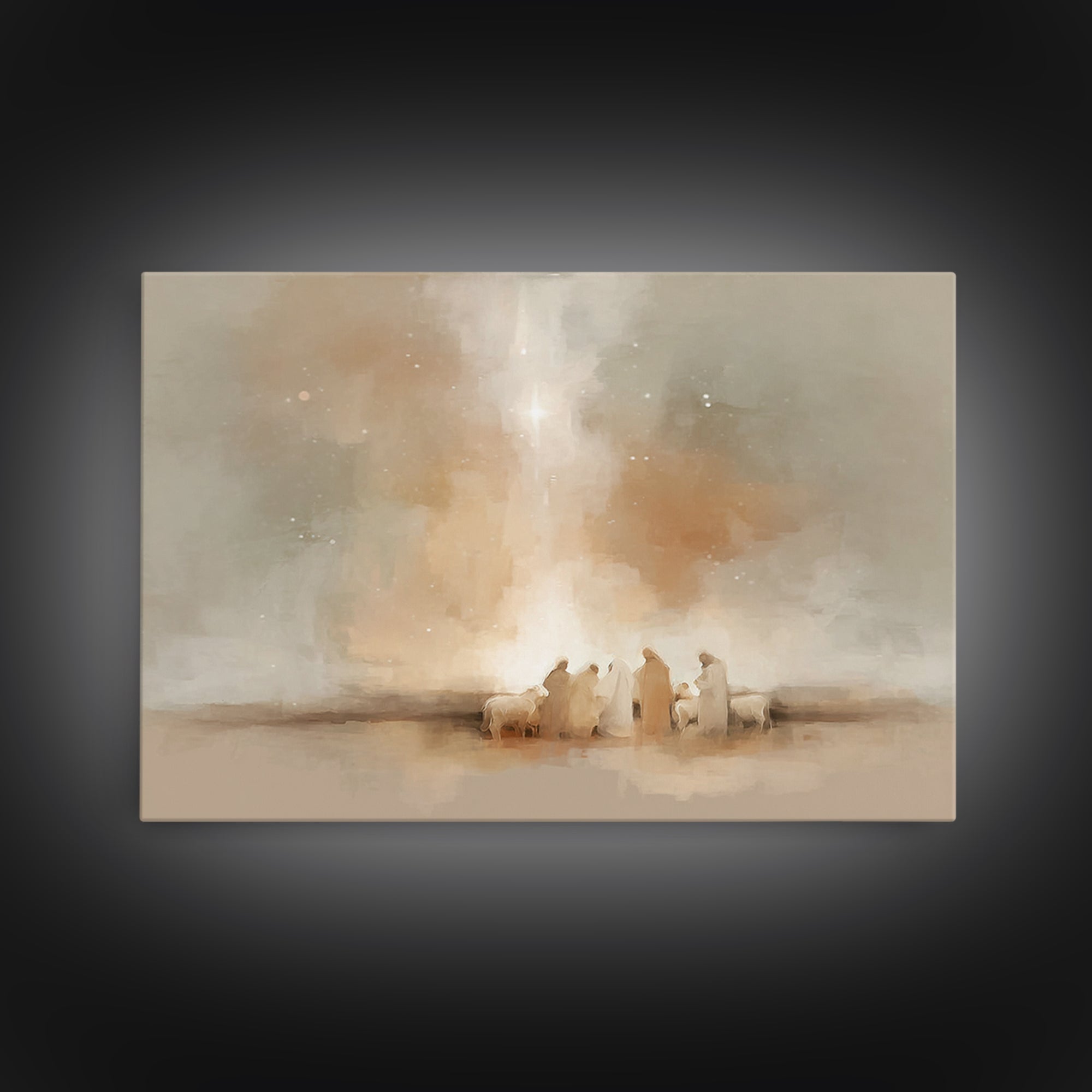Shepherds Of Wonder | Framed Canvas Print | Christmas Art | Christian Wall Art | Christian Painting | Christian Art Canvas | Christian Deco