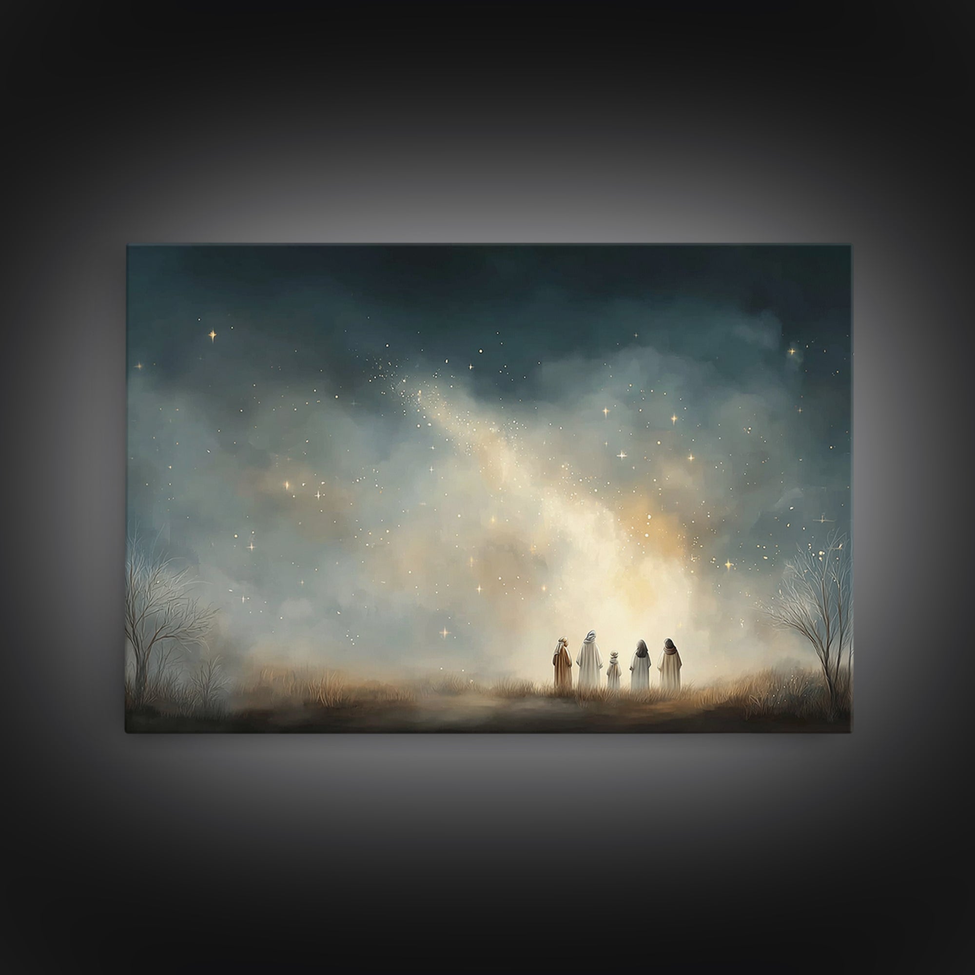 Starborn Night – Framed Canvas Print – Christian Wall Art – Jesus Painting – Christian Art Canvas – Christian Christmas Art – Christmas Art